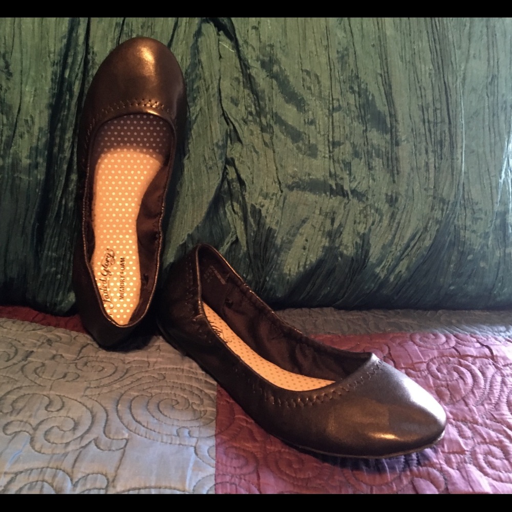 Black Ballerina Flats Memory Foam Insole